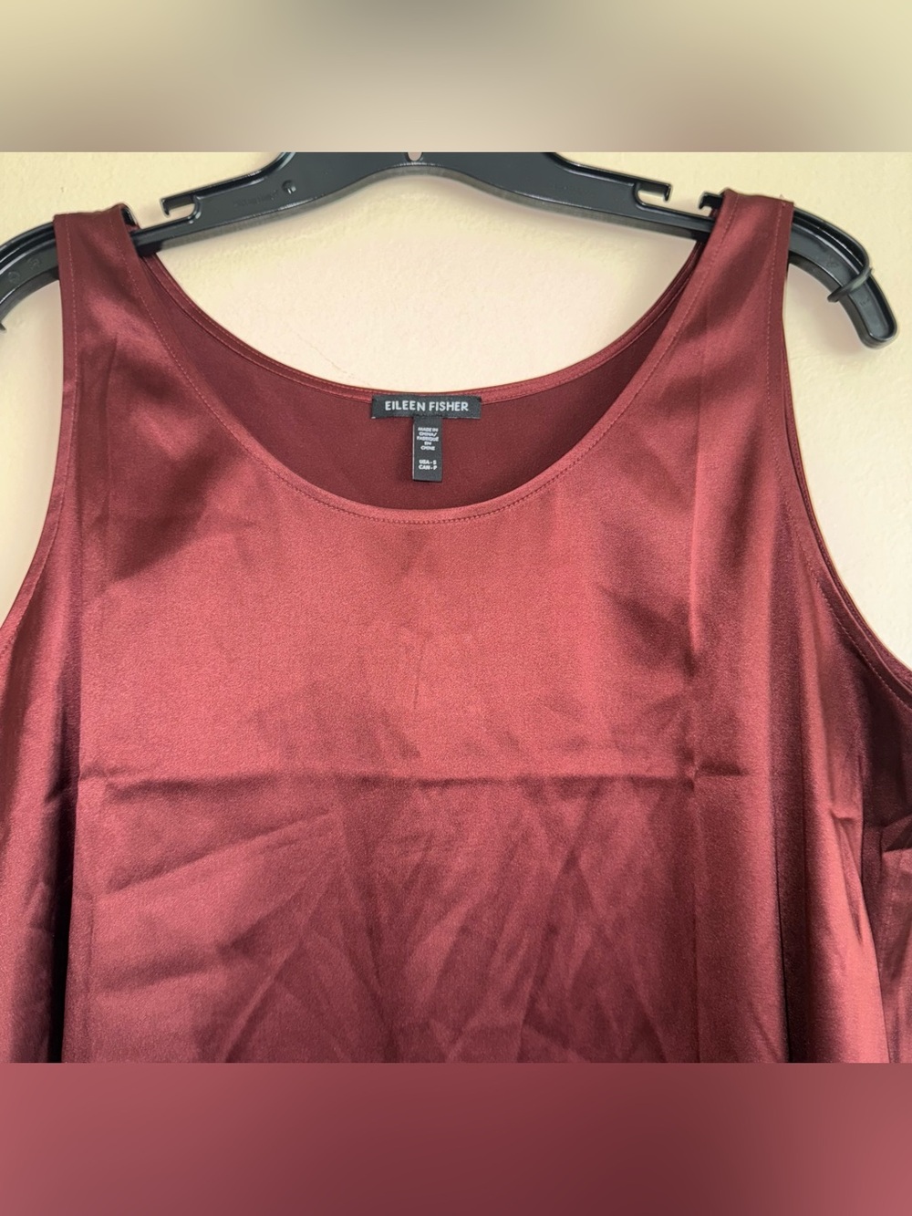 Eileen Fisher Dark Red Silk Scoop Neck Tank Top Size S - Picture 4 of 7